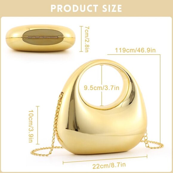 Acrylic Clutch Purse for Women Gold Moon Evening Handbag Glitter Top Handle Bag - Picture 2 of 6